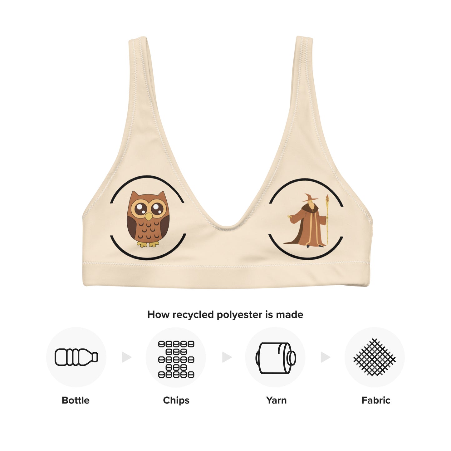 Owl & Wizard Recycled Padded Bikini Top